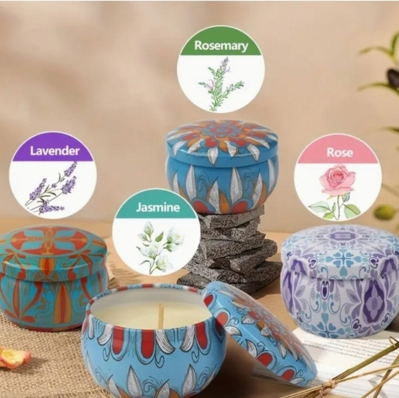 New In Box 4 Pc Colorful Scented Candle Set - Picture 7 of 7